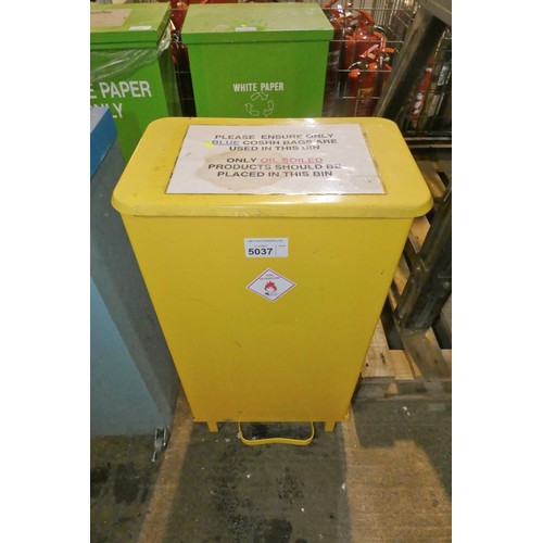 5037 - 1 x yellow metal fire retardant bin