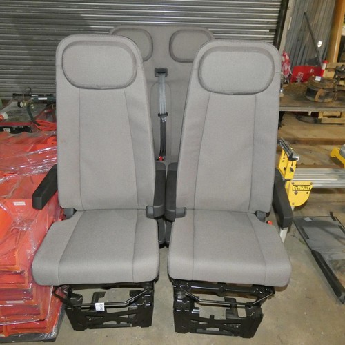 5057 - 3 x van seats with subframes attached comprising 2 x single seats and 1 x double seat - all in good ... 