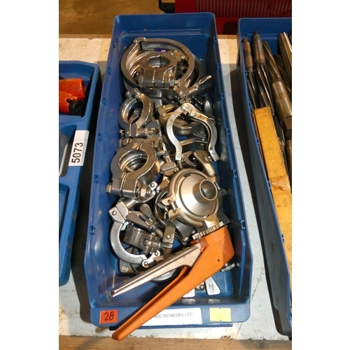 5074 - 1 box containing a quantity of various flange clamps