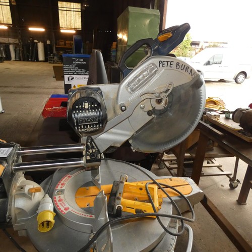 5058 - 1 x Ryobi EMS-1830SC sliding mitre saw 110v supplied with a Dewalt DE7023 folding leg stand, various... 