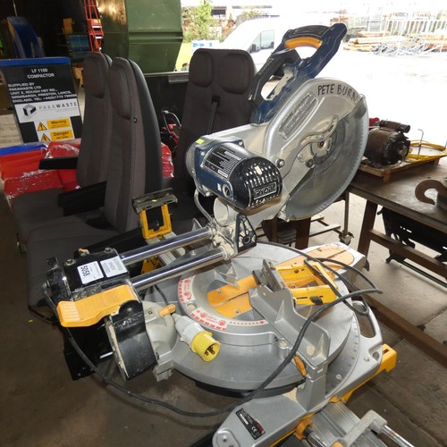 5058 - 1 x Ryobi EMS-1830SC sliding mitre saw 110v supplied with a Dewalt DE7023 folding leg stand, various... 