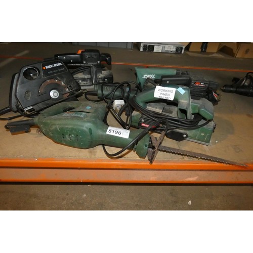 5196 - 6 x various power tools including a Bosch sander and a Bosch reciprocating saw - all items are 240v