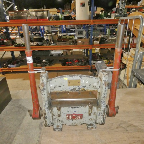 5108 - A Rhodes bench top hand operated press brake max width approx 12 inch / 30cm