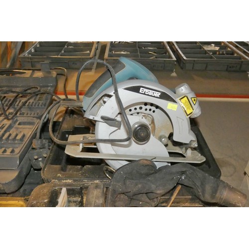 5148 - 1 x Erbauer circular saw, 1 x Trend biscuit jointer, 1 x Power base drill and a quantity of various ... 