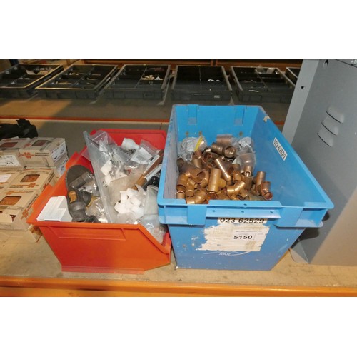 5150 - 2 boxes containing a quantity of various copper plumbing fittings etc