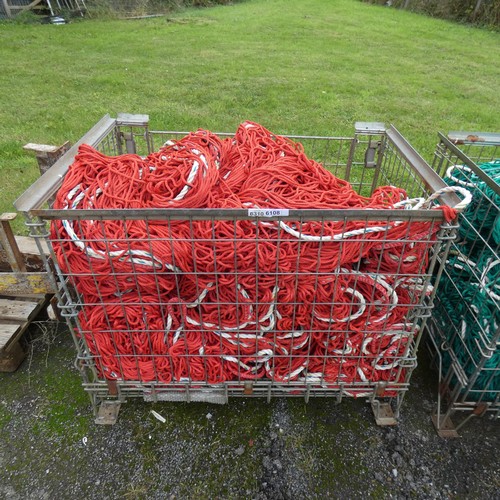 6108 - 1 stillage containing a quantity of various red fall arrest safety nets, these are out of date. plea... 