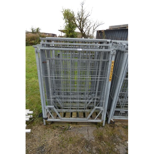 6111 - 5 x collapsible metal stillages that sit on a pallet, 4 measure approx 120cm w x 101cm d x 138cm hig... 