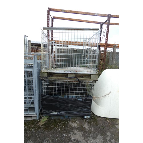 6116 - 2 x metal cages that sit on a pallet each measuring approx 120cm w x 100cm d x 87cm high