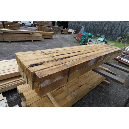 6136 - 12 x wooden posts each measuring approx 10cm x 10cm x 240cm Long - Top stack