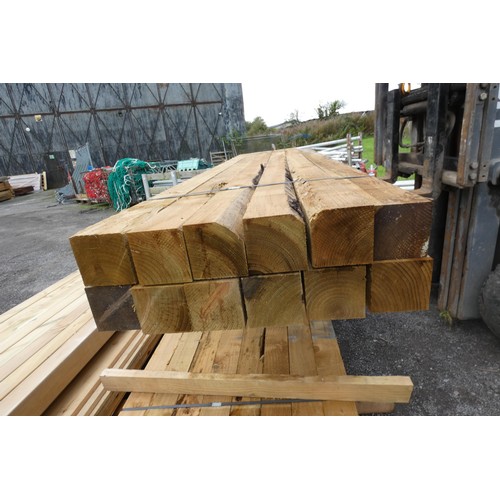 6136 - 12 x wooden posts each measuring approx 10cm x 10cm x 240cm Long - Top stack