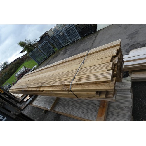 6140 - 44 x lengths of wooden decking board, each measuring approx 12cm x 3cm, lengths vary up to approx 36... 