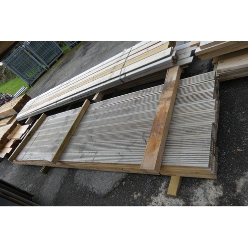 6141 - 48 x lengths of wooden decking board, each measuring approx 12cm x 3cm, lengths vary up to approx 36... 