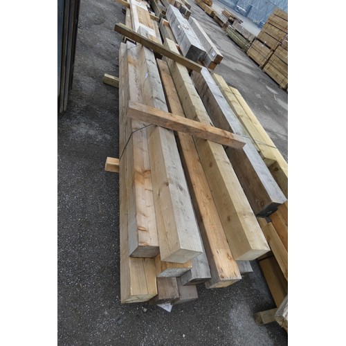 6151 - 14 x wooden posts comprising of 13cm x 13cm and 15cm x 15cm, lengths vary up to approx 350cm long - ... 