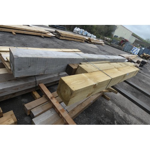 6154 - 4 x wooden posts comprising of 20cm x 20cm, 18cm x 18cm and 12cm x 12cm, lengths vary up to approx 2... 