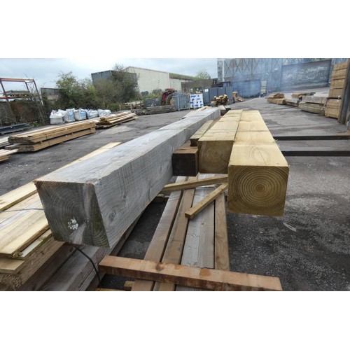 6154 - 4 x wooden posts comprising of 20cm x 20cm, 18cm x 18cm and 12cm x 12cm, lengths vary up to approx 2... 