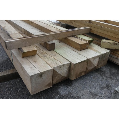 6159 - 9 x various wooden posts to include approx 17.5cm x 17.5cm, 12cm x 6cm etc, lengths vary up to appro... 