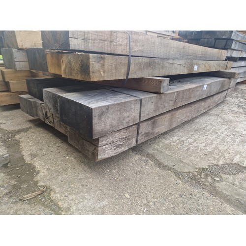 6192 - 8 x Oak sleepers to include 25cm x 13cm, length vary up to approx 240cm long - Bottom stack