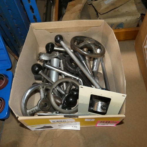 5406 - 1 box containing a quantity of various engineering related items including machine handles etc