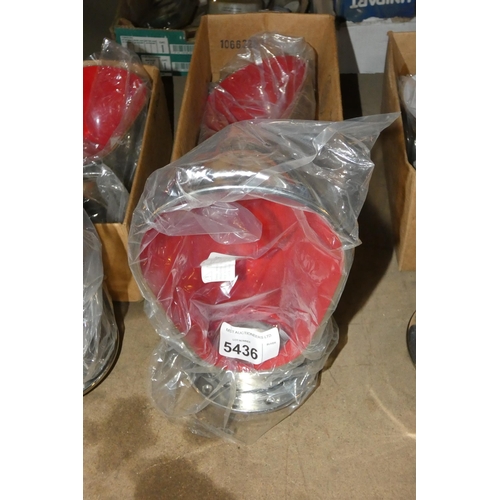 5436 - 2 x stainless steel 4 inch teardrop marine vents - each is red inside and each approx 12 inches high