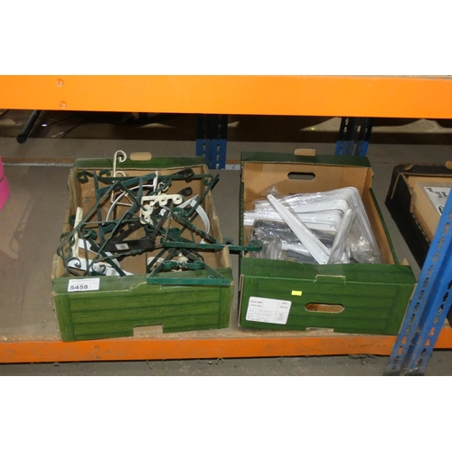 5458 - 2 boxes containing a quantity of various shelf and other brackets