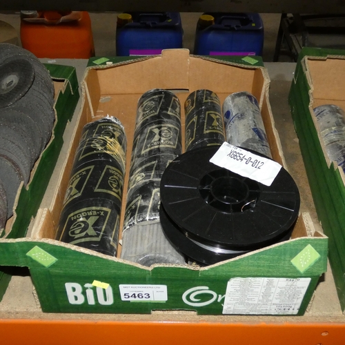 5463 - 1 box containing a quantity of various welding rods and 1 x reel of welding wire