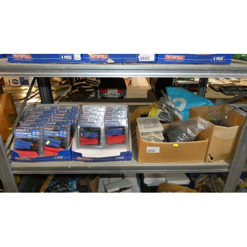 5534 - A quantity of various items including Faithfull flat style bungee cords, screws etc. Contents of 1 s... 