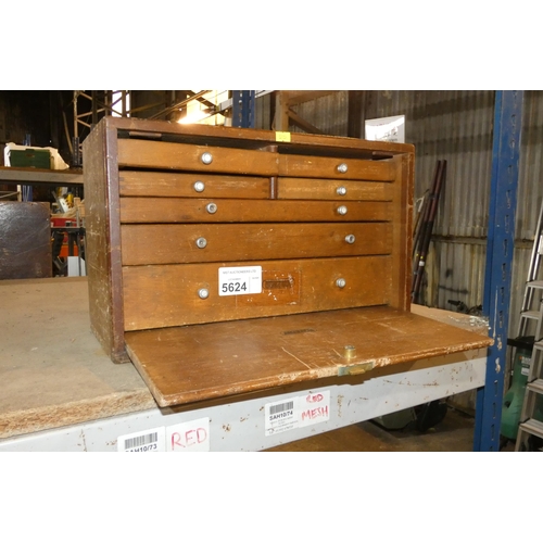 5624 - A Union precision engineers wooden 7 drawer cabinet approx 46 x 21 x 28cm high