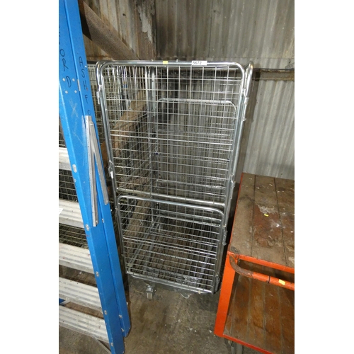 5672 - 1 x wheeled metal mesh warehouse cage