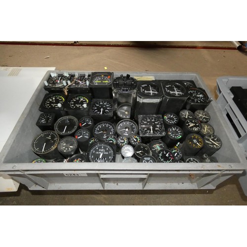 5243 - 1 box containing a quantity of various ex-MOD flight and other gauges