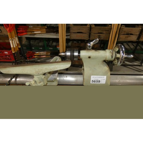 5659 - 1 x Myford ML8 multi function wood turning lathe bed overall length approx 100cm, 240v supplied on a... 