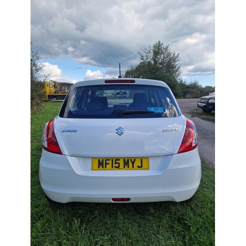 1 - Suzuki swift 1.2 SZ3 5dr Hatchback, White, Reg No MF15 MYJ, 1st reg: 03/03/2015, 5 speed manual petr... 