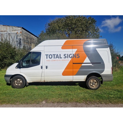 5 - Ford Transit 100 T350 RWD 100PS Euro 5 TDCi LWB High Roof Panel van, White & sign written, Reg : KS6... 