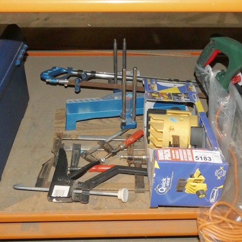 5183 - A quantity of various clamps and a hand mitre saw