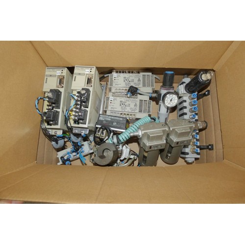 5225 - 1 box containing a quantity of various items including 2 x Omron AC Servo drivers