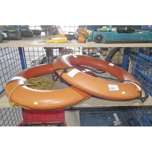 5321 - 2 x orange plastic life / floatation rings