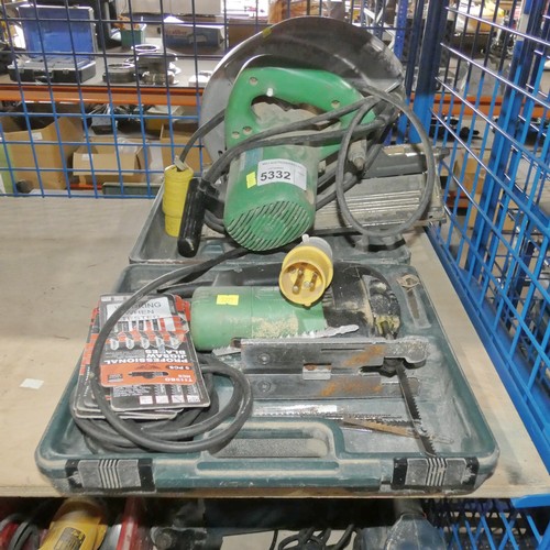 5332 - 1 x Hitachi circular saw and 1 x Hitachi jigsaw - both items are 110v