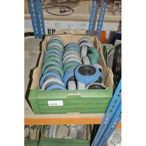 5456 - 1 box containing a quantity of castor type wheels (wheels only, no fittings)