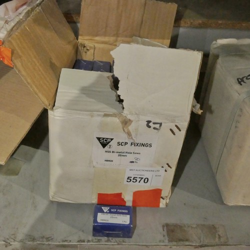 5570 - 1 x box containing approx 80 x SCP HSS bi-metal hole saws 20mm