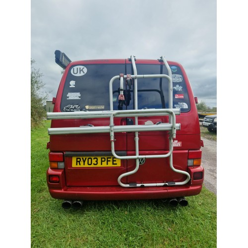 8 - VW Transporter TDi LWB camper van Red.  Reg: RY03 PFE, 1st reg 06/08/2003, 5spd manual diesel 2461cc... 