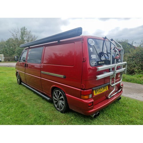 8 - VW Transporter TDi LWB camper van Red.  Reg: RY03 PFE, 1st reg 06/08/2003, 5spd manual diesel 2461cc... 