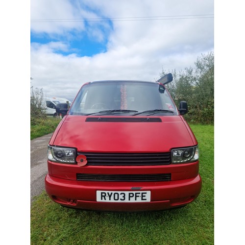 8 - VW Transporter TDi LWB camper van Red.  Reg: RY03 PFE, 1st reg 06/08/2003, 5spd manual diesel 2461cc... 