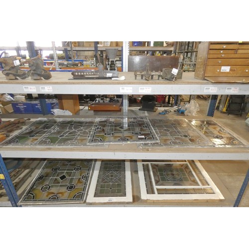 5625 - 5 x various vintage decorative stained glass panels each approx 72 / 73cm x 72 / 73cm. Contents of 1... 