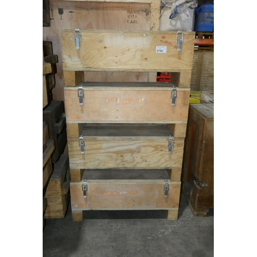 5796 - 4 x wooden crates each approx 79 x 29 x 33cm high