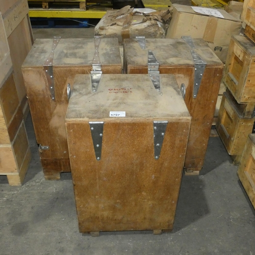 5797 - 3 x various wooden crates comprising 1 at approx 51 x 42 x 77cm high and 2 at approx 51 x 42 x 82cm ... 