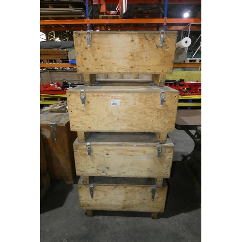 5798 - 7 x wooden crates each approx 80 x 35 x 41cm high