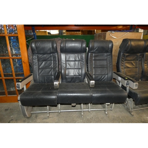 5815 - A vintage set of three aeroplane passenger seats from a BAe 146 aeroplane