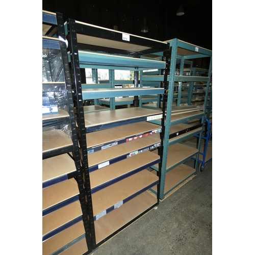 6014 - 1 bay of black metal boltless stores type racking mounted on a four wheeled skate, overall approx 90... 