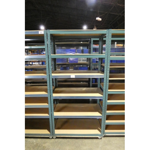 6026 - 1 bay of green metal boltless stores type racking mounted on a four wheeled skate, overall approx 90... 