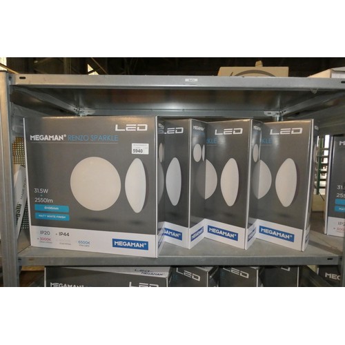 5940 - 4 x Megaman Renzo Sparkle LED round lights diameter approx 496mm - 3000k warm white. Contents of 1 s... 