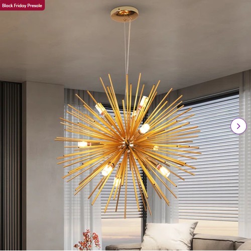 181 - 1 x Astra Sputnik satellite 9-light starburst gold chandelier RRP £107